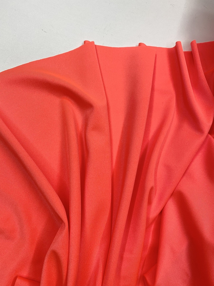 Ткань бифлекс. Цвет неоновый оранжевый, отрез ткани 1 м * 150 см (длина 1 м, ширина 150 см), состав: #1