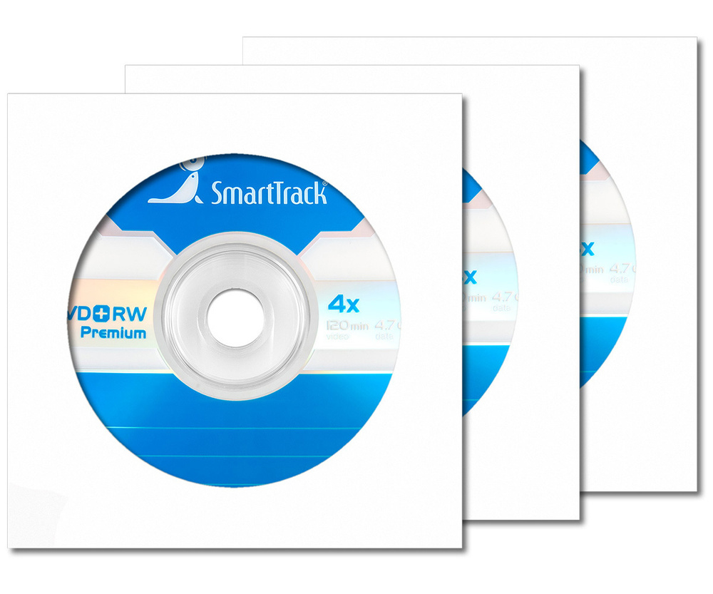 Перезаписываемый диск SmartTrack DVD+RW 4,7Gb 4x в бумажном конверте с окном, 3 шт.  #1