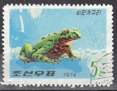 (1974-050) Марка Северная Корея "Дальневосточная жерлянка" Земноводные III гашеная  #1