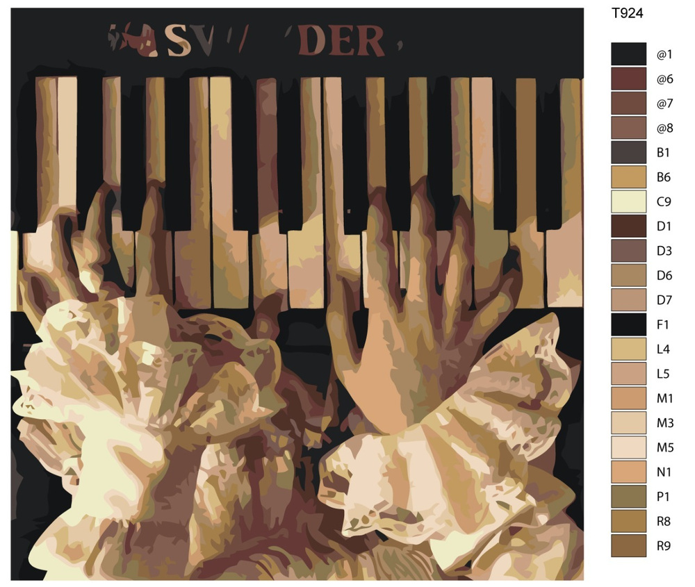 Картина по номерам T924 "Пианино, музыкальный инструмент" 40x40  #1