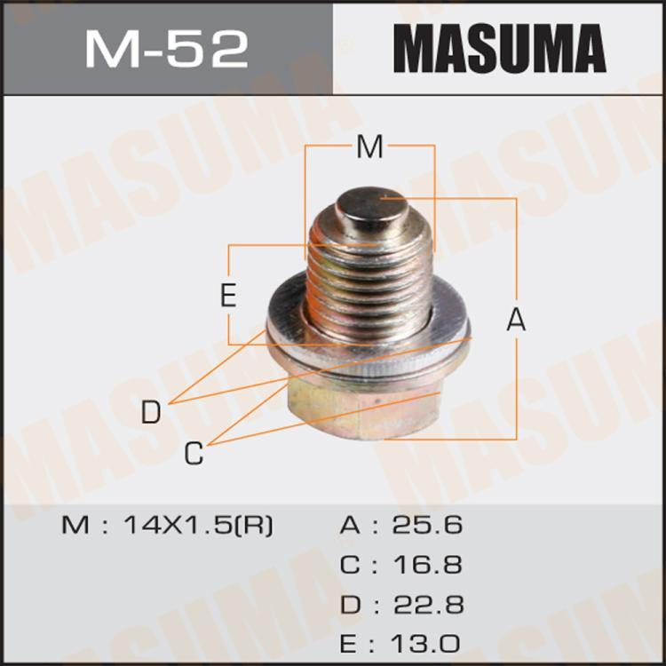 Болт маслосливной с магнитом "Masuma" (с шайбой) Mitsubishi 14x1.5mm #1