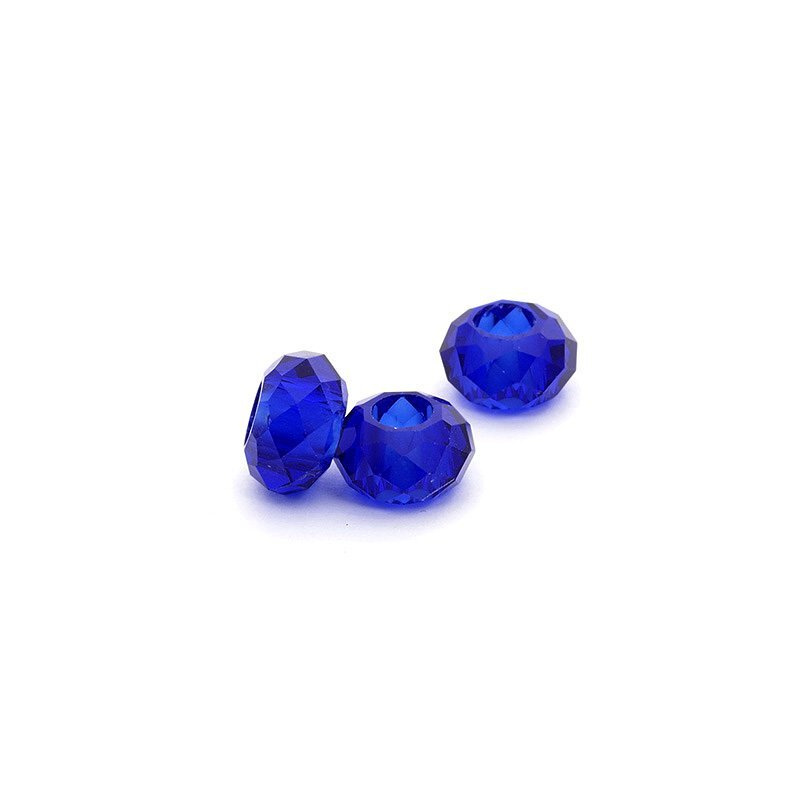 Бусины шармы для браслета стеклянные граненые синие 8х13,5 мм, отверстие 6 мм  #1