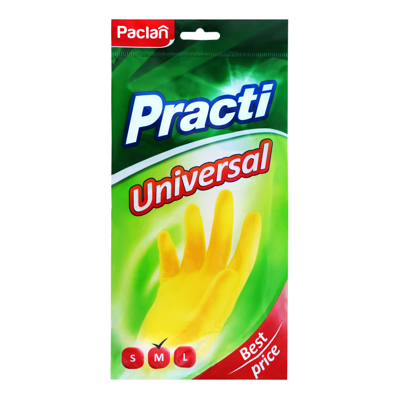 Перчатки резиновые Paclan Universal, размер M, желтые, упаковка 2 шт  #1