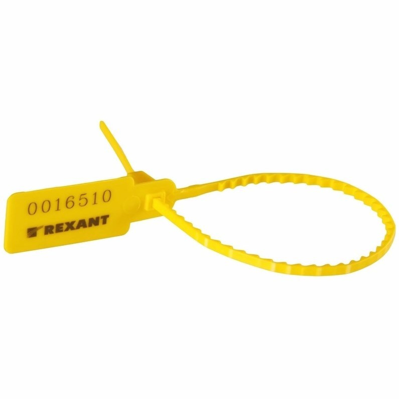 Пломба пластиковая номерная 255 мм желтая Rexant (10 шт) #1