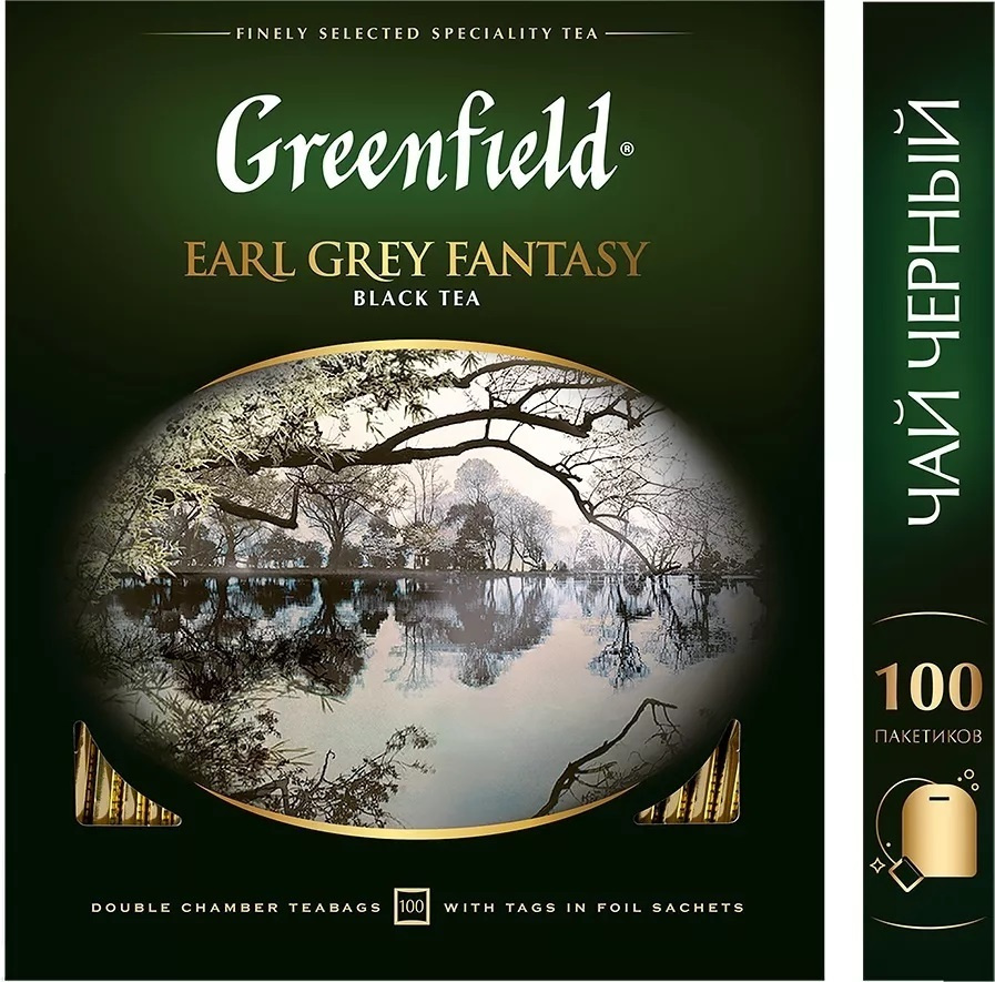 Чай в пакетиках черный Greenfield Earl Grey Fantasy, ароматизированный, 100 шт/Гринфилд  #1