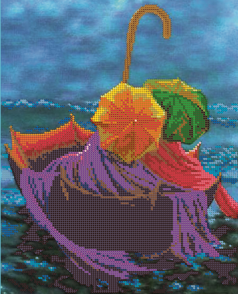 Набор для вышивания бисером Тайвань, картина Вышивочка "Двое плывущие в зонте" 24х30, подарок для творчества, #1