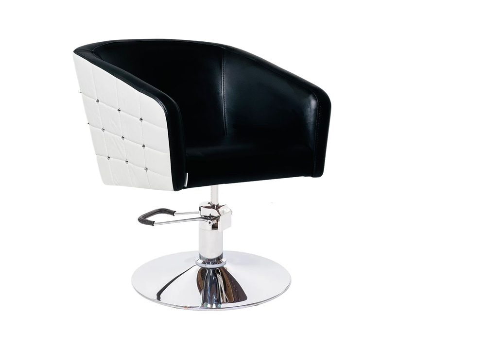 Парикмахерское кресло "Гламрок", Черно-белое, Гидравлика диск  #1
