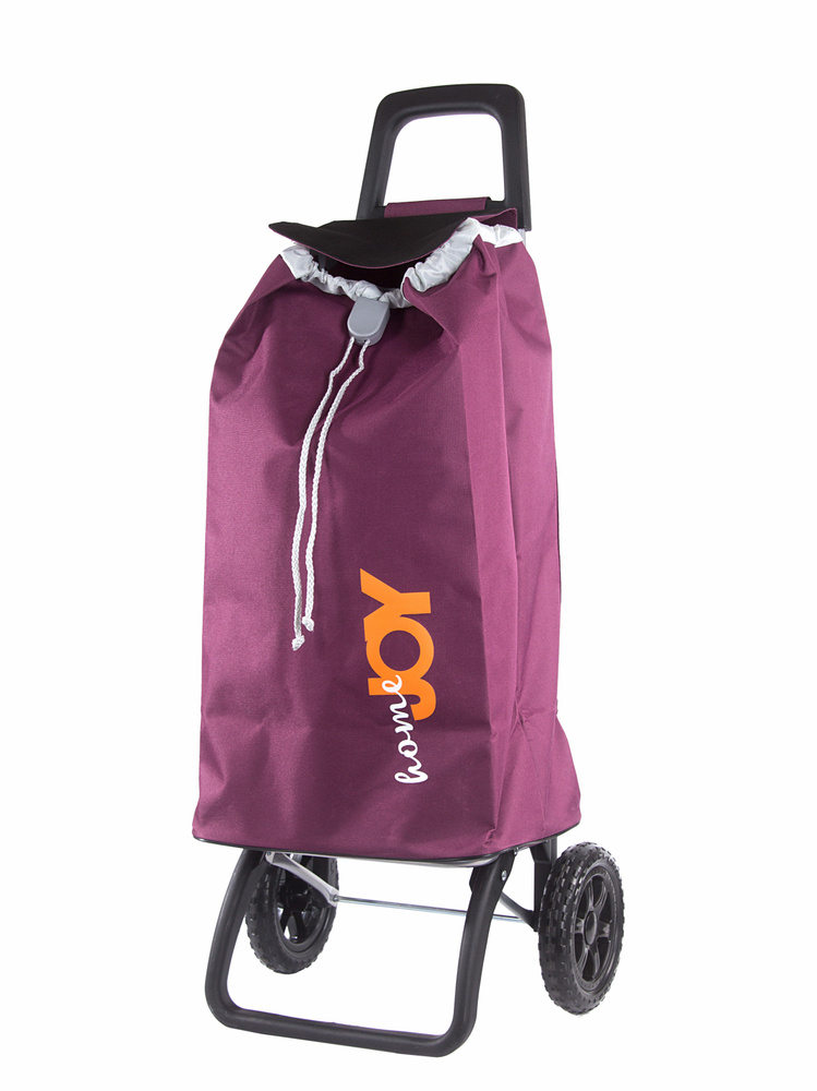 Сумка-тележка "GINGER", сумка тележка на колесах, сумка тележка, сумка тележка хозяйственная, фиолетово-черная #1