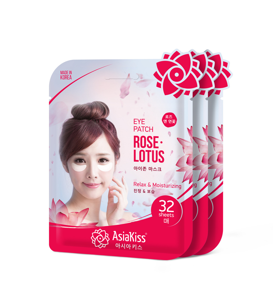 AsiaKiss Патчи тканевые для лица набор 3уп.*32шт с экстрактами розы и лотоса  #1