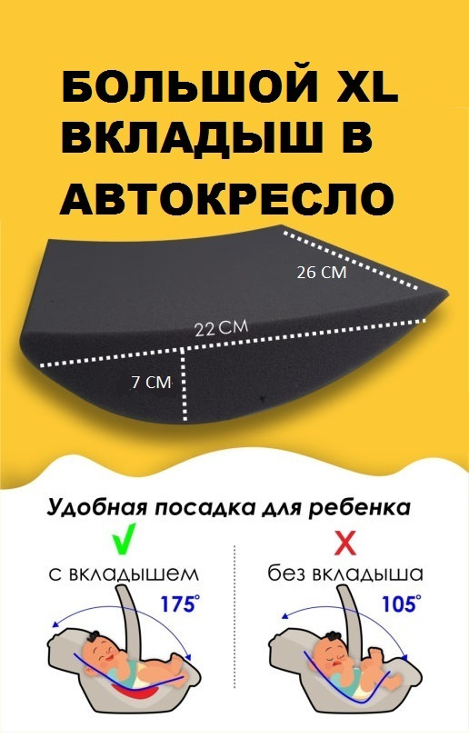 Подушка вкладыш анатомическая XL в автокресло автолюльку серый XL  #1