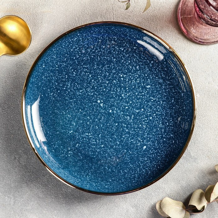 Тарелка керамическая глубокая, 800 мл, d 21 см, цвет синий 1 шт.  #1