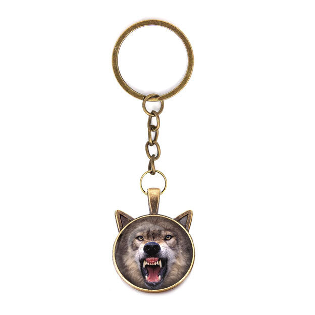 Брелок для ключей талисман Totem Animal - Волк, изображение защищено стеклянной 3D линзой, Оберег & Амулет #1