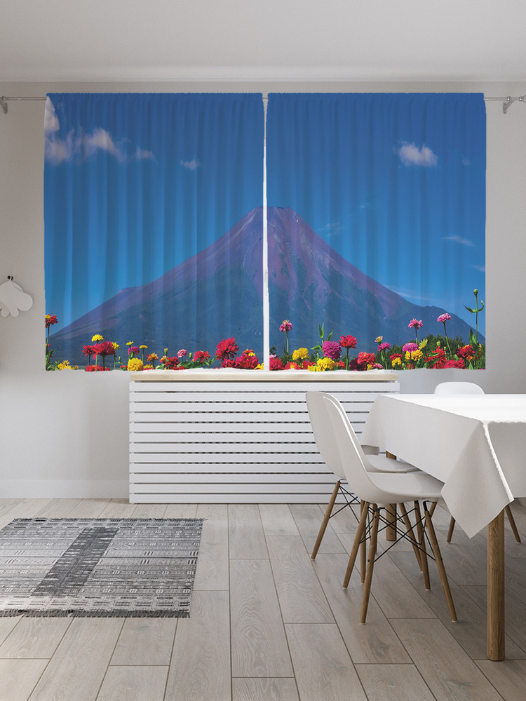 Фотошторы для кухни и спальни JoyArty "Летнее небо Хайленд", 2 полотна со шторной лентой шириной по 145 #1