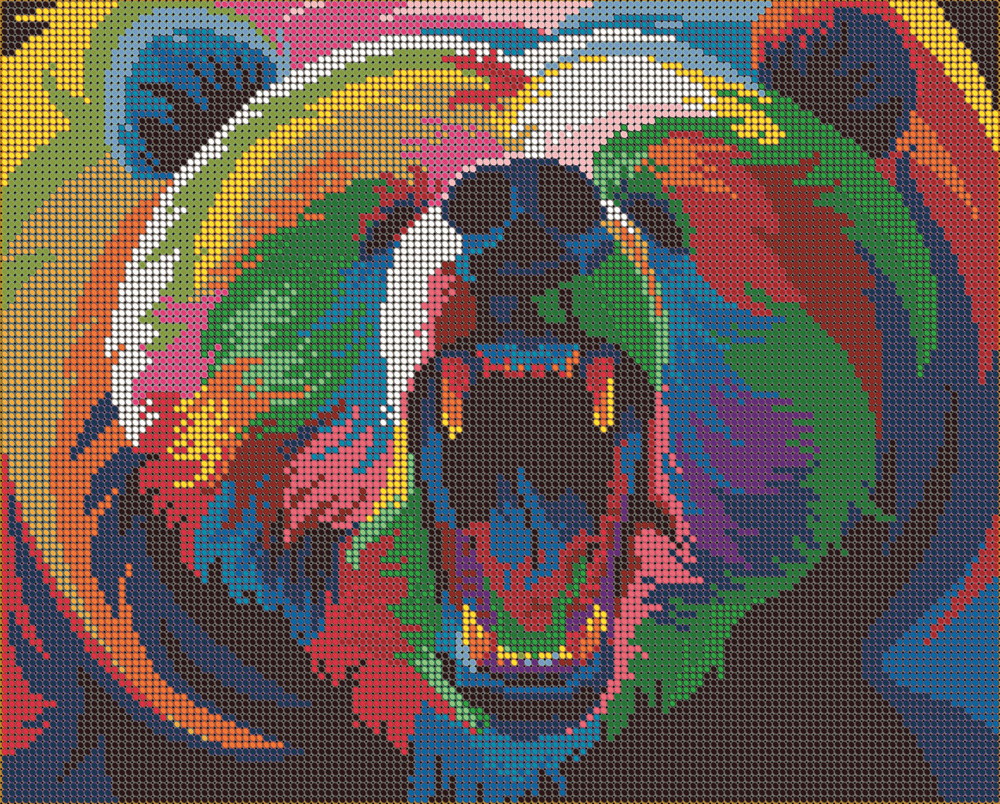Набор для вышивания бисером Тайвань, Светлица картина Радужный медведь 30х24, подарок для творчества, #1