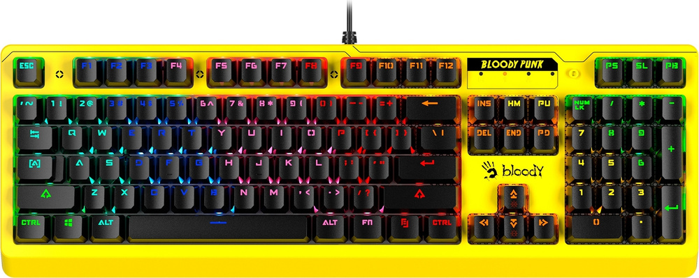 A4Tech Игровая клавиатура проводная B810RC, желтый #1