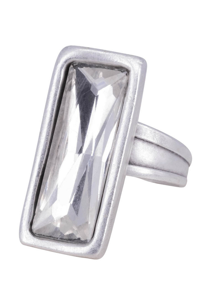 Кольцо бижутерное Прямоугольник (Безразмерное, Бижутерный сплав, Серебристый) 6-56611  #1