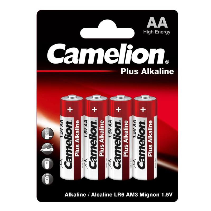 Батарейки Camelion AA/LR 6 Plus Alkaline BL-4 (LR 6-BP4, 1.5В)(4 шт в уп.) #1