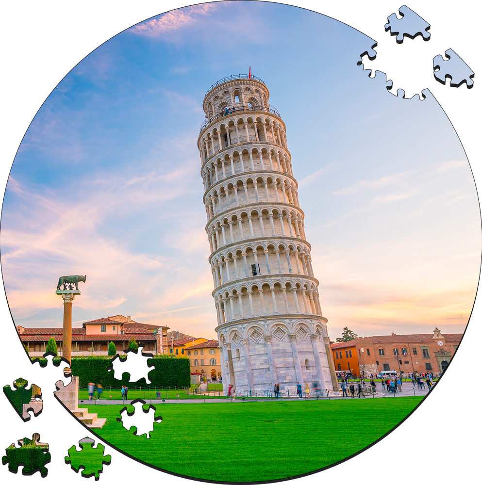 Деревянный пазл картина на стену ПИЗАНСКАЯ БАШНЯ LEANING TOWER OF PISA 169 деталей в деревянной коробке #1