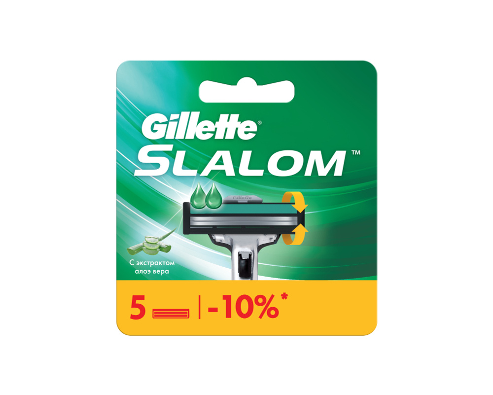 Сменные Кассеты Для Мужской Бритвы Gillette Slalom, с 2 лезвиями, с точным триммером, 5 шт  #1