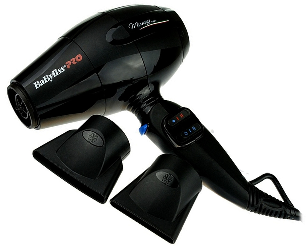 BaByliss PRO Фен для волос Murano Ionic Compact 2000 W 2000 Вт, скоростей 2, кол-во насадок 2, черный #1