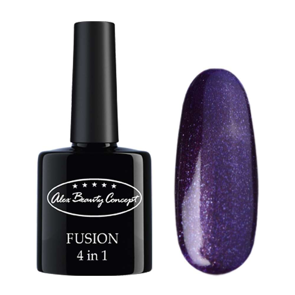 Alex Beauty Concept гель лак для ногтей FUSION 4 IN 1 GEL, 7.5 мл., цвет фиолетово-синий с блестками #1