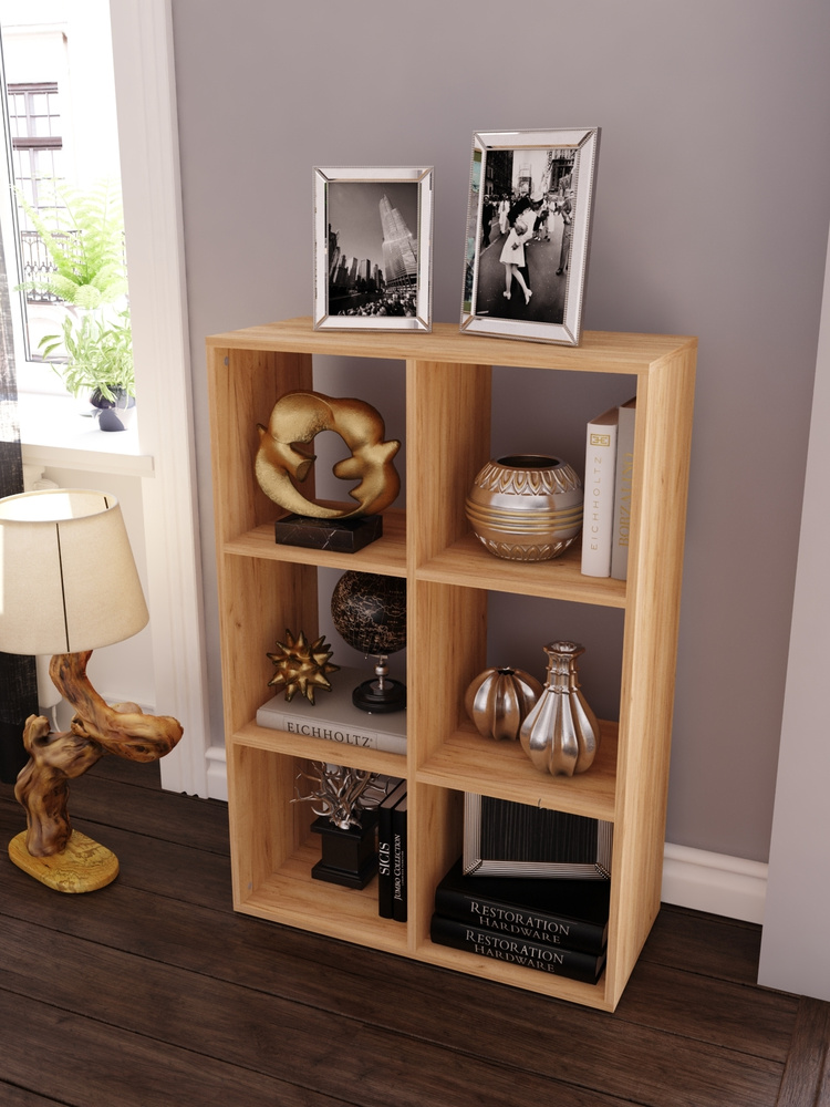 Стеллаж деревянный напольный книжный шкаф открытый для хранения вещей, книг, игрушек, цветов, одежды, #1