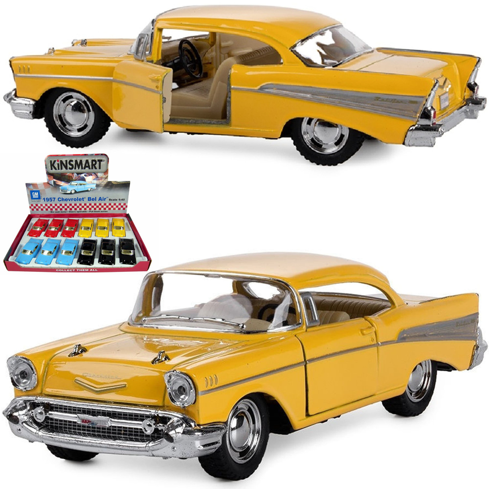 Металлическая машинка Kinsmart 1:40 1957 Chevrolet Bel Air KT5313D, инерционная / Желтый  #1