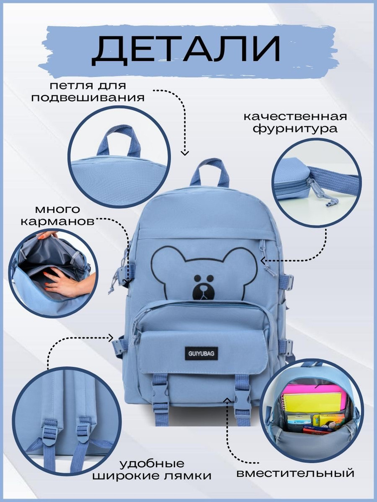 Рюкзак школьный подростковый набор 4 в 1 ранец для девочки портфель первоклассника  #1