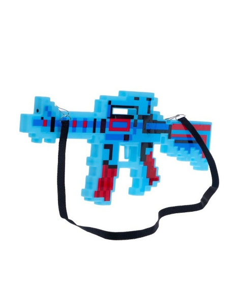 Оружие игрушечное Майнкрафт Автомат пиксельный пистолет, звуковой, световой, синий / Игрушки Minecraft #1
