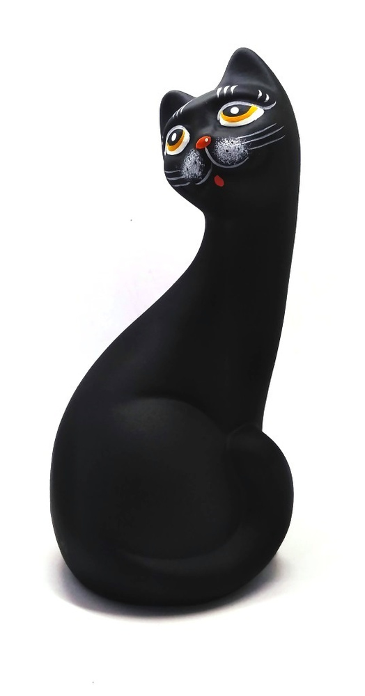 Статуэтка Кошка Муська черная 21см керамическая #1