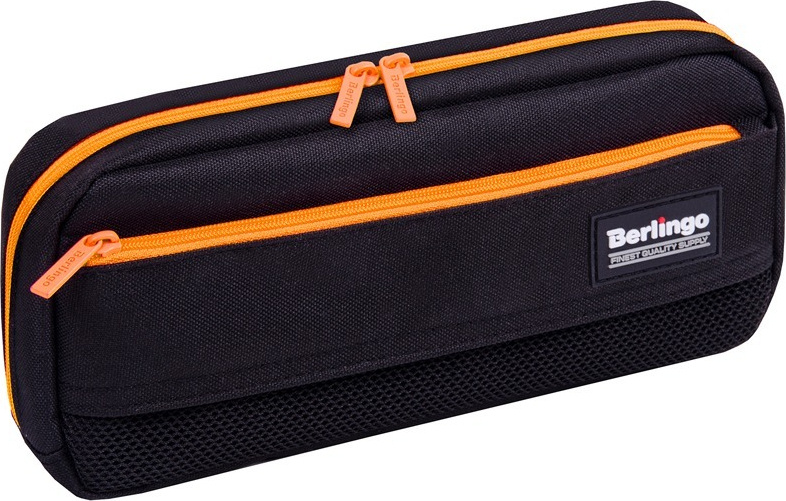 Пенал Berlingo Black and orange мягкий с 1 отделением и карманом, внутри органайзер, полиэстер, черный/оранжевый #1