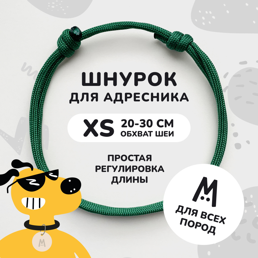 Шнурок для адресника для собак и кошек Anymeow / XS (20-30 см) / зеленый  #1