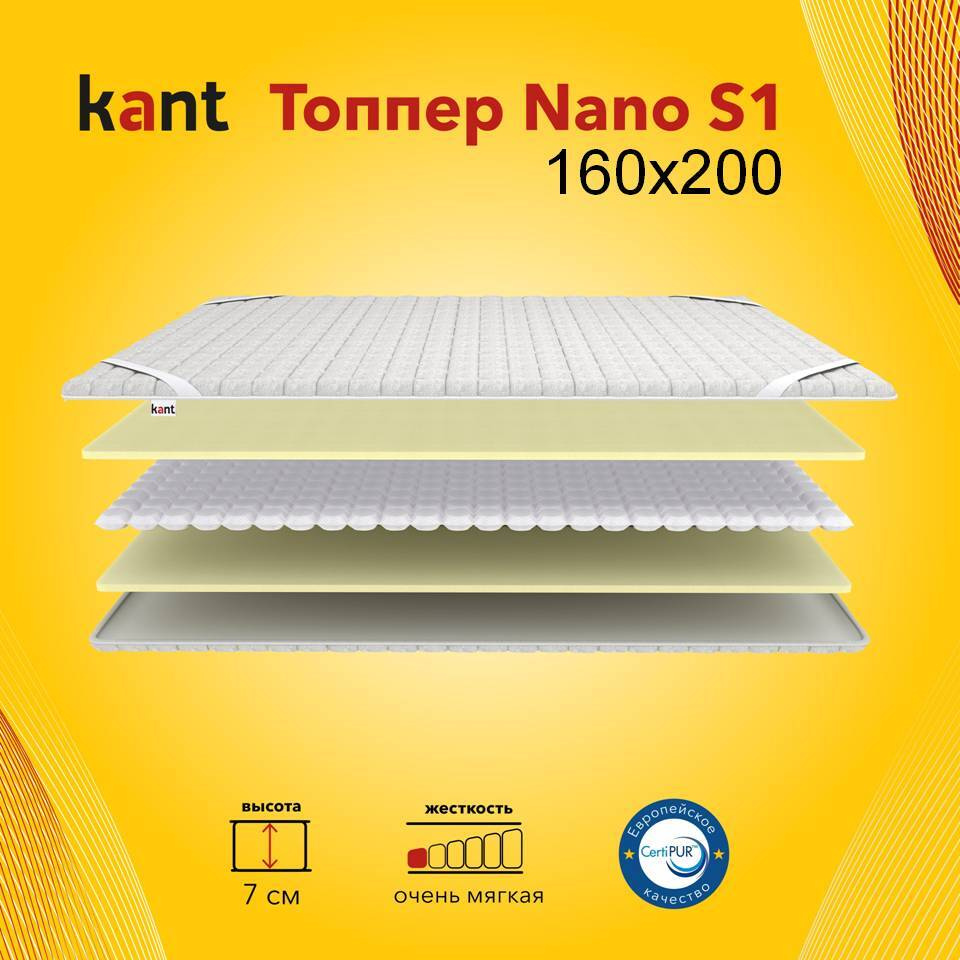 Матрас-топпер наматрасник Kant Nano S1 160х200х7 Кант #1