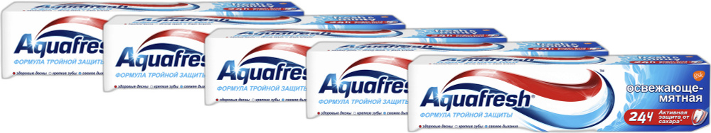 Зубная паста Aquafresh Тройная защита Освежающе-мятная, комплект: 5 упаковок по 100 мл  #1