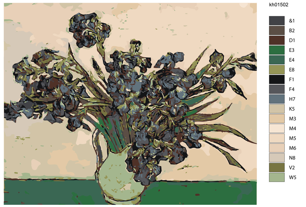Картина по номерам "Ирисы в вазе" Винсент Ван Гог KH0150 40x50  #1