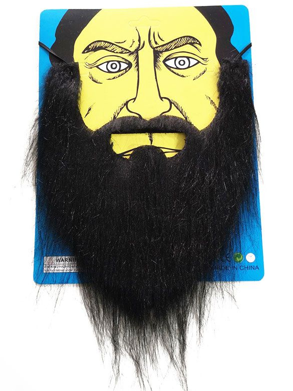 Длинная черная накладная борода с усами Borosko 34-018-1 #1
