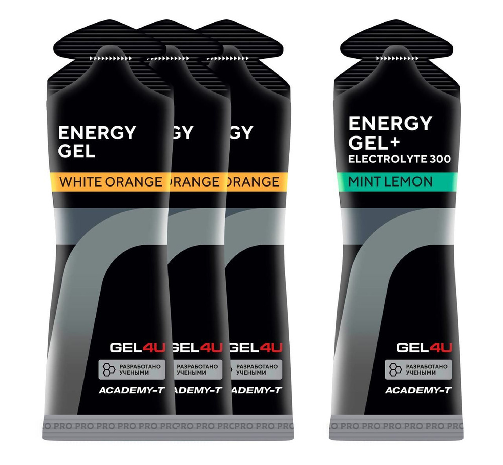 Гель питьевой GEL4U Energy Gel MIX 4 x 60 г, Апельсин, Лимон и Мята #1