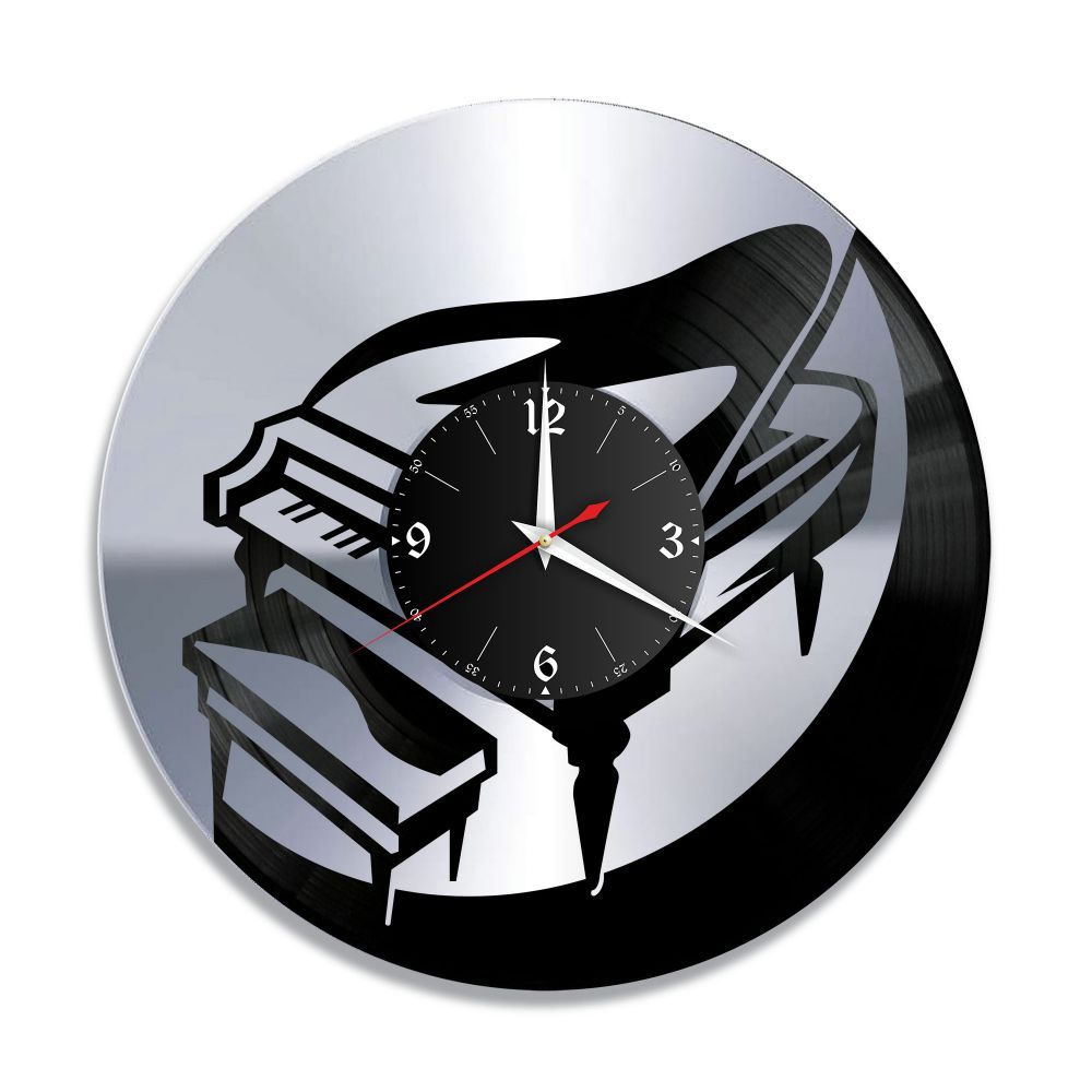 RedLaser Настенные часы "Музыка (Рояль), серебро, из винила №25", 30 см  #1