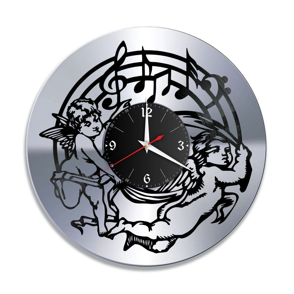 RedLaser Настенные часы "Музыка, серебро, из винила №18", 30 см  #1