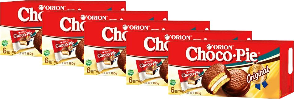 Печенье Orion Choco-pie в глазури 30 г х 6 шт, комплект: 5 упаковок по 180 г  #1