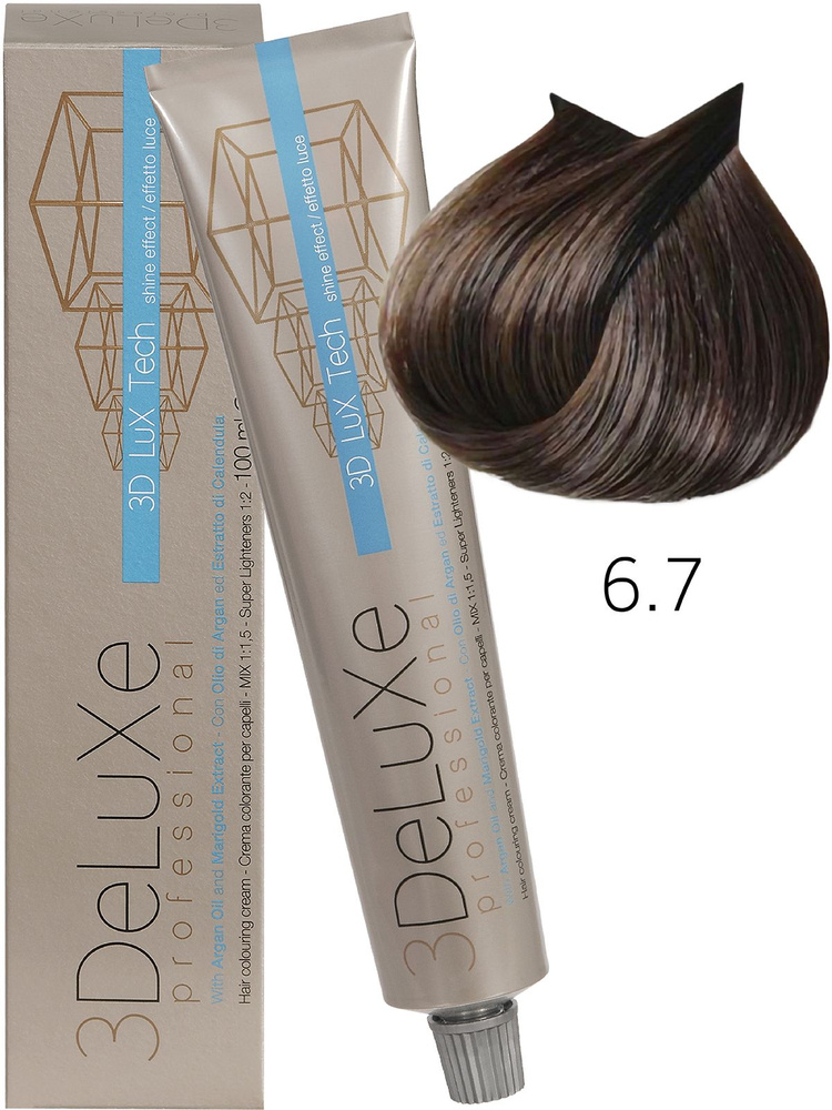 3DELUXE PROFESSIONAL 6.7 Крем-краска для волос СВЕТЛЫЙ КОРИЧНЕВЫЙ КАШЕМИР, 100мл  #1