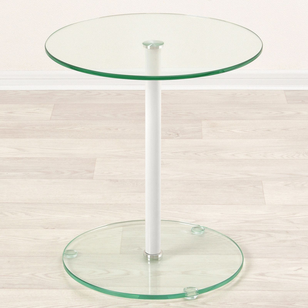 Стеклянный прикроватный столик Эдита прозрачный/белый (D40)  #1
