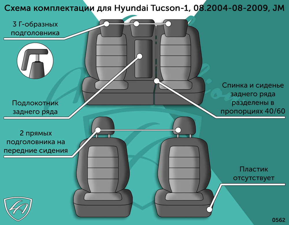 Авточехлы Lord AutoFashion для Hyundai Tucson-1, 08.2004-08-2009, JM (хундай туксан) ТУРИН СТ /Илана+Орегон/ #1