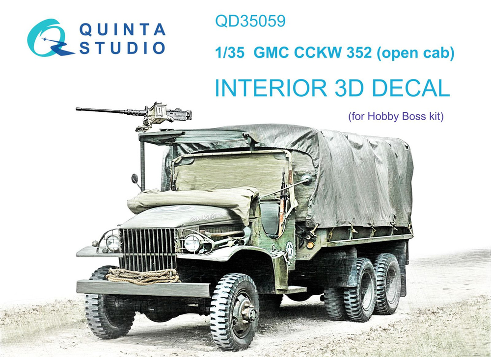 Quinta Studio QD35059 3D Декаль интерьера GMC CCKW 352 Open Cab 3D-Printed & coloured Interior on decal #1