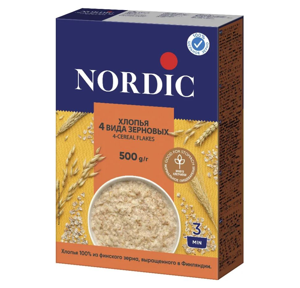 Хлопья 4 вида зерновых (4 злака) Nordic (Нордик) NEW, 500г  #1