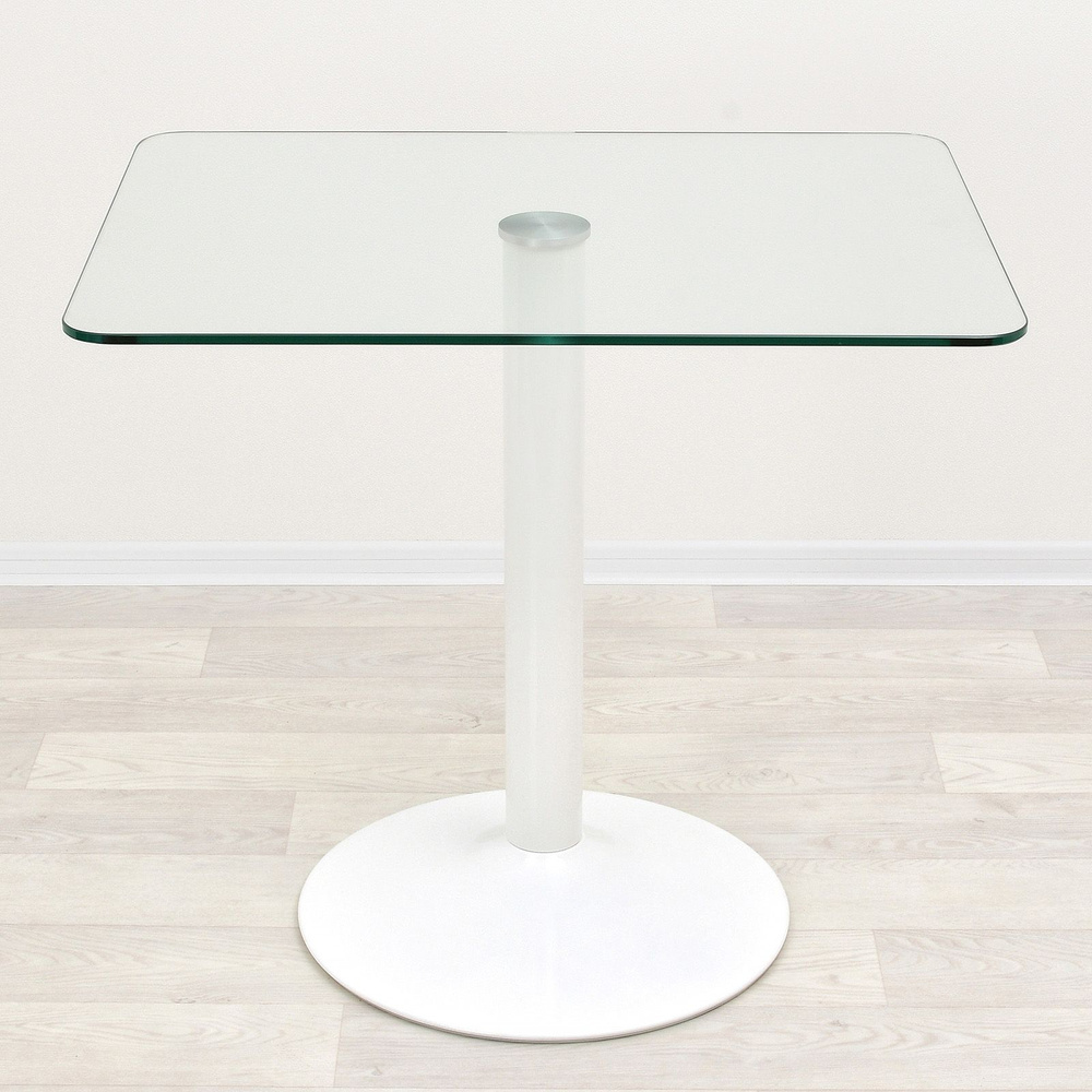 Стеклянный стол Троя-10 прозрачный/белый (900х600) #1