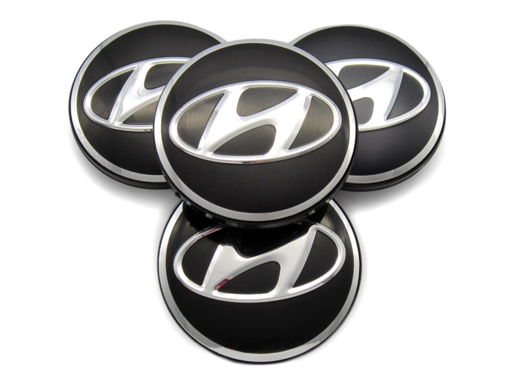 Колпачки заглушки на литые диски КиК Хендай черный 62/55/10, комплект 4 шт.  #1