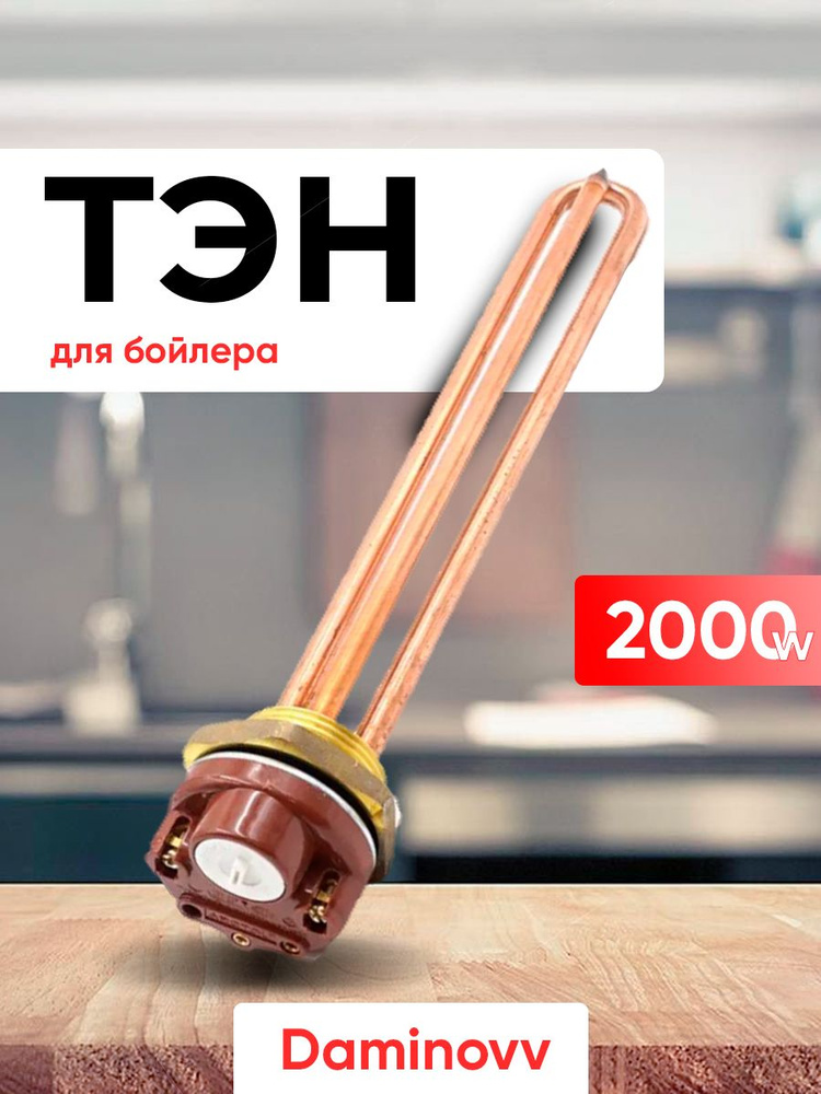 ТЭН для водонагревателя 2000W с терморегулятором и уплотнительным кольцом  #1