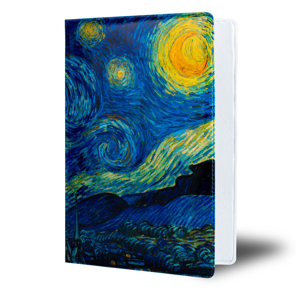 Обложка чехол на паспорт "Ван Гог, Звездная ночь" #1