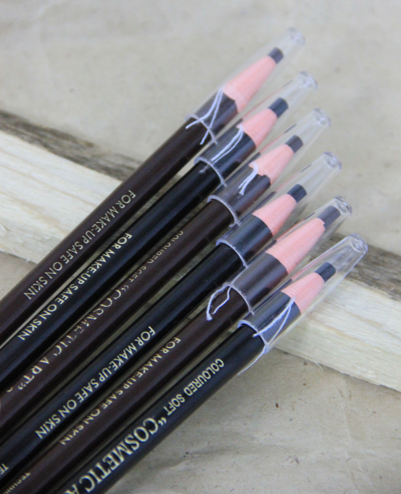Набор самозатачивающихся карандашей для отрисовки бровей - 6 шт. (3 шт. - черных, 3 шт. - коричневых). #1